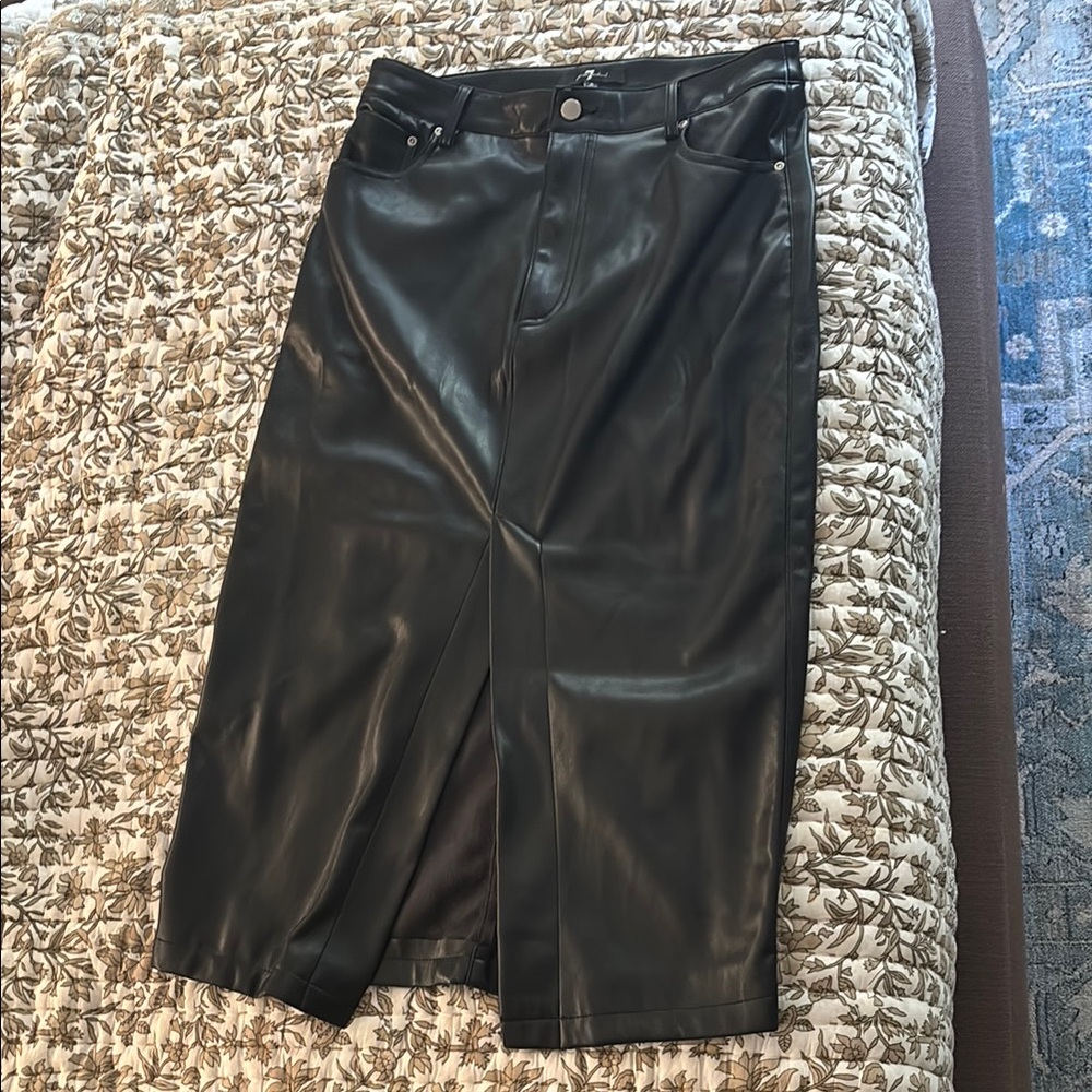 7 For All Mankind Black Pencil Midi Skirt with Slit